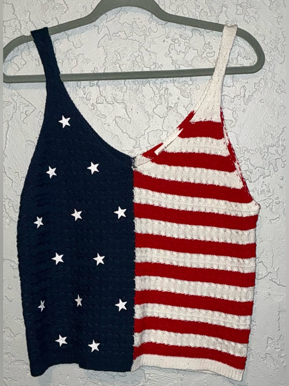 Moon & Madison Red, White & Navy American Flag Knit Tank
